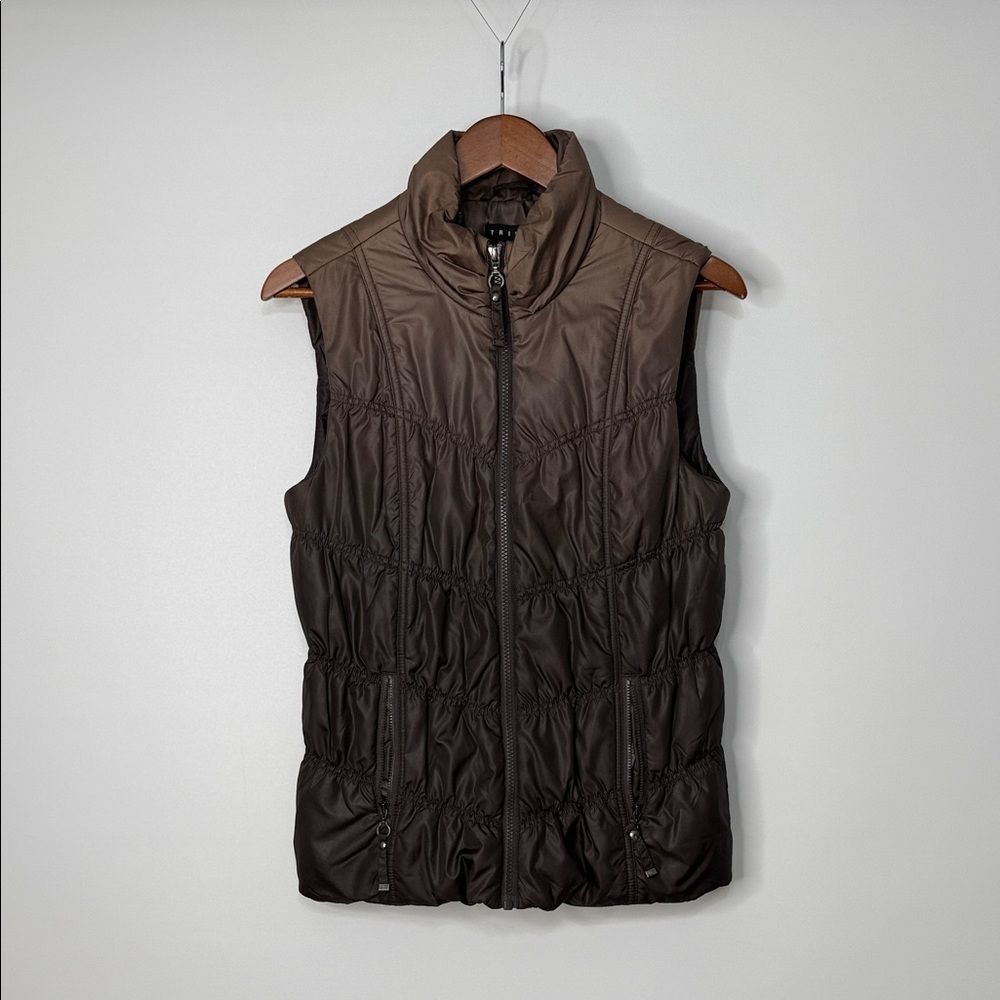 Tribal Dark Brown Ombre Quilted Vest Size Small